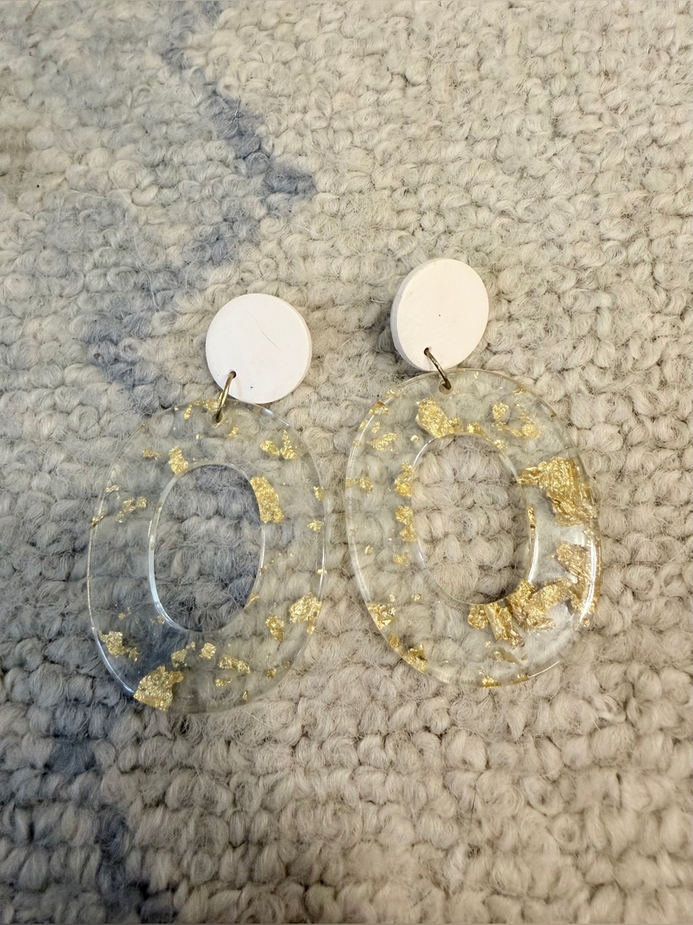 Clear Resin Drop Earrings with Gold Leaf Accents-like new
